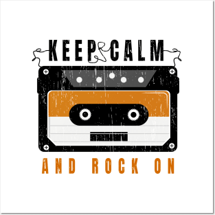 keep calm and rock on 80s music vintage retro culture k7 vynil Posters and Art